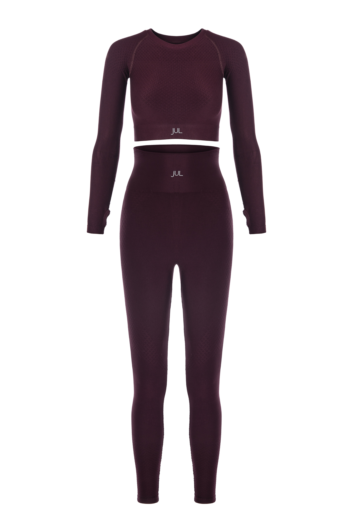 Fermuarlı Crop Top Bordo 4
